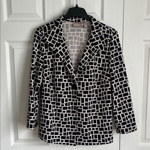 Chico's Monochrome Grid Pattern Blazer